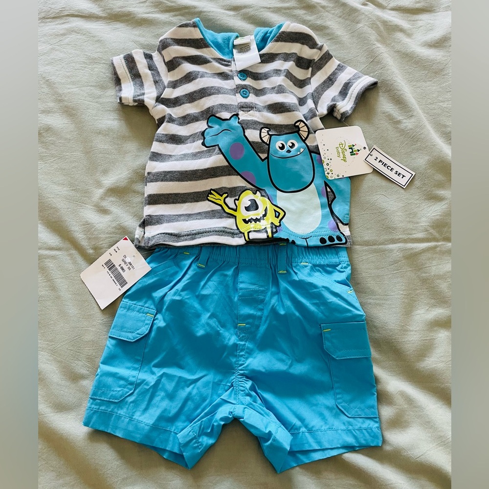 Disney Baby Boys' Monsters Hooded Short Set